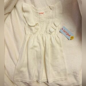BNWT Cat & Jack Cream Sweater Ruffle Dress – Toddler Girls Size 2T